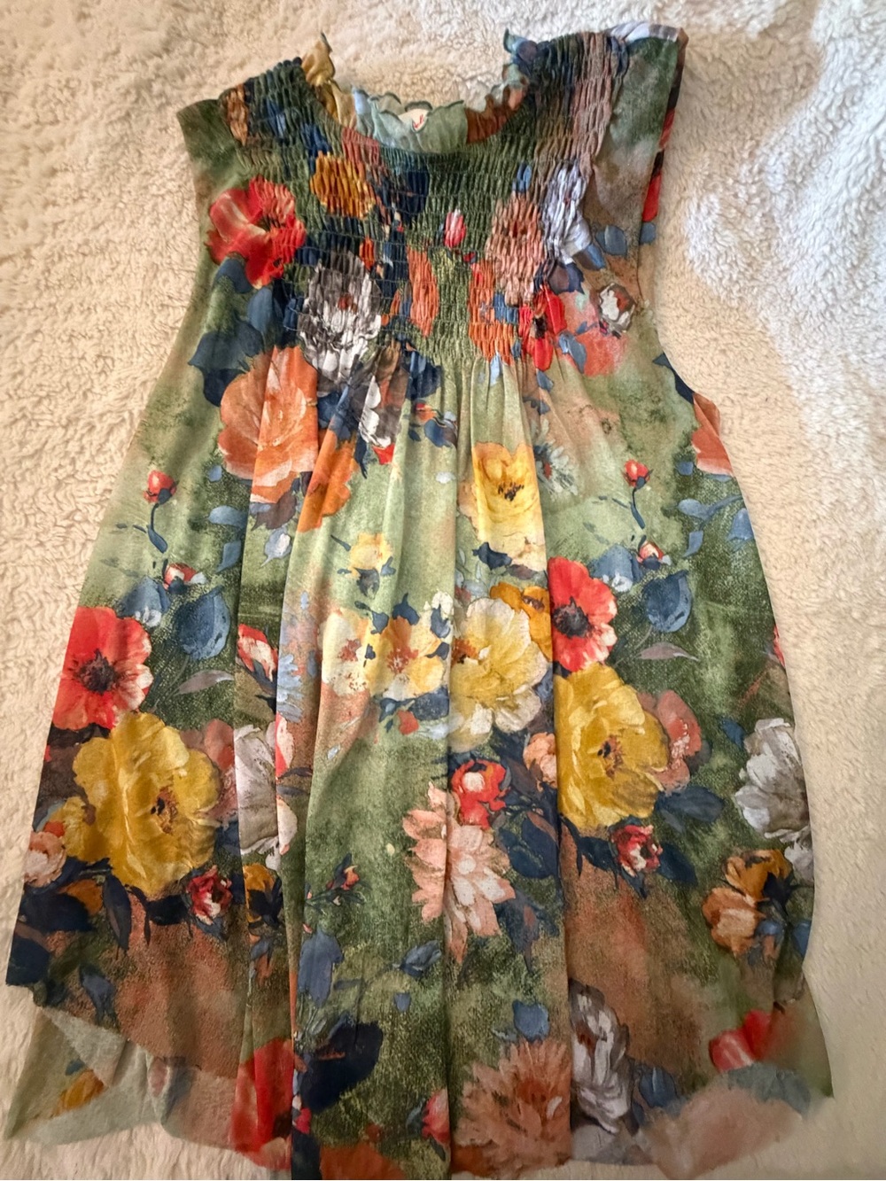 Anthropologie Deletta | “Epona” Floral Smocked Tank | Size Large
